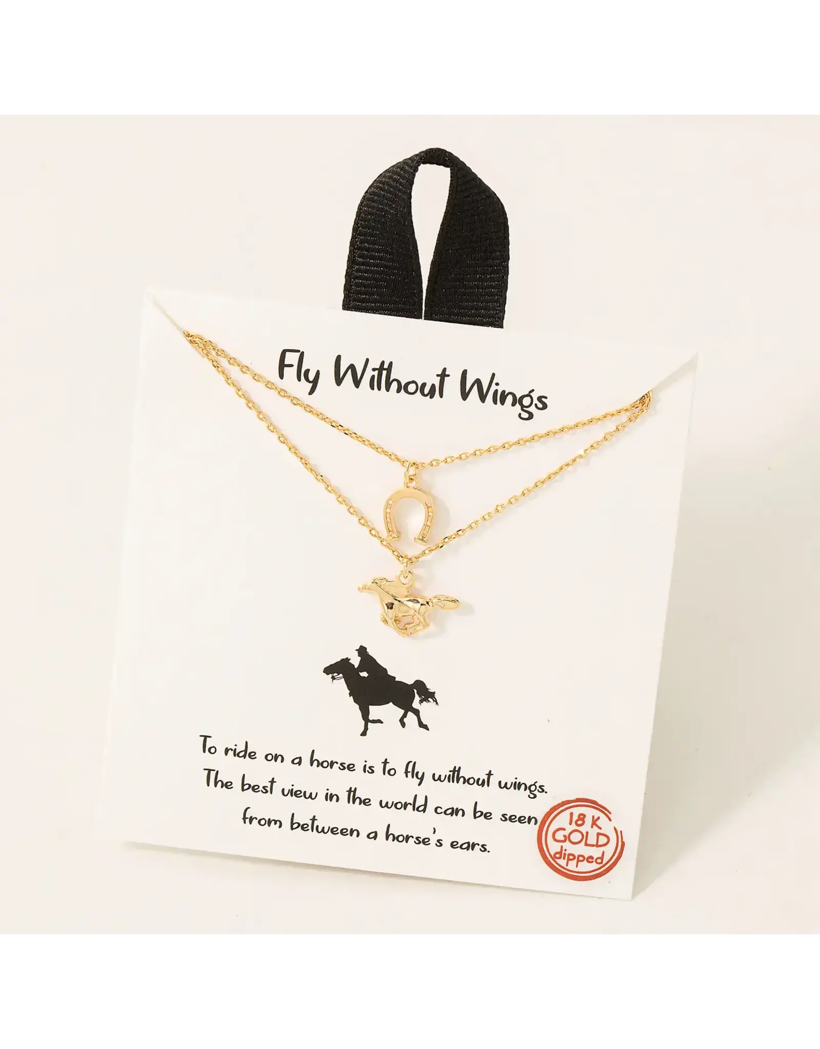 Fame Accessories Gold Dipped Running Horse Pendant Necklace