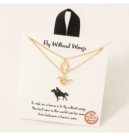 Fame Accessories Gold Dipped Running Horse Pendant Necklace