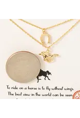 Fame Accessories Gold Dipped Running Horse Pendant Necklace