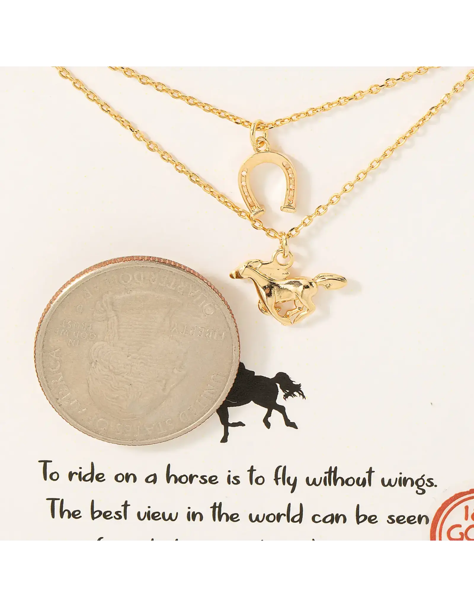 Fame Accessories Gold Dipped Running Horse Pendant Necklace