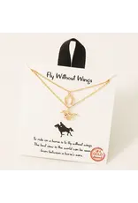 Fame Accessories Gold Dipped Running Horse Pendant Necklace