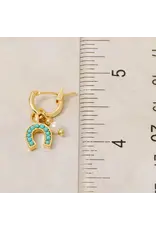 Fame Accessories Secret Box Gold Dipped Horse Shoe and Pearl Charm Hoop