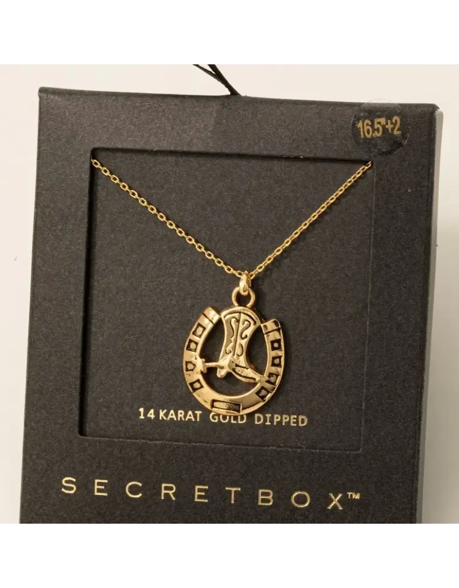 Fame Accessories Secret Box Gold Dipped Secret Box Cowboy Boot Necklace