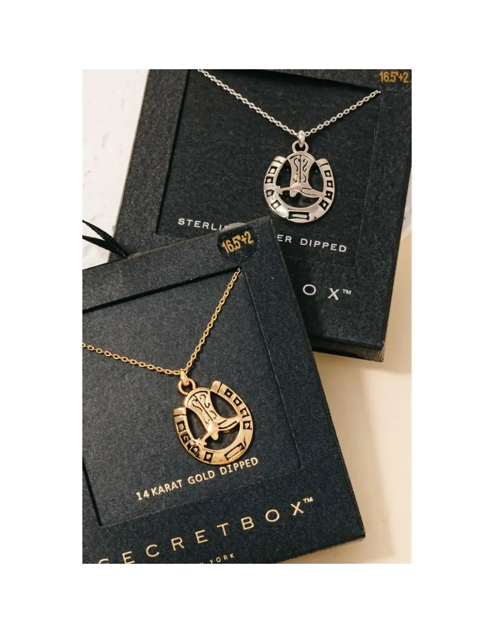 Fame Accessories Secret Box Gold Dipped Secret Box Cowboy Boot Necklace