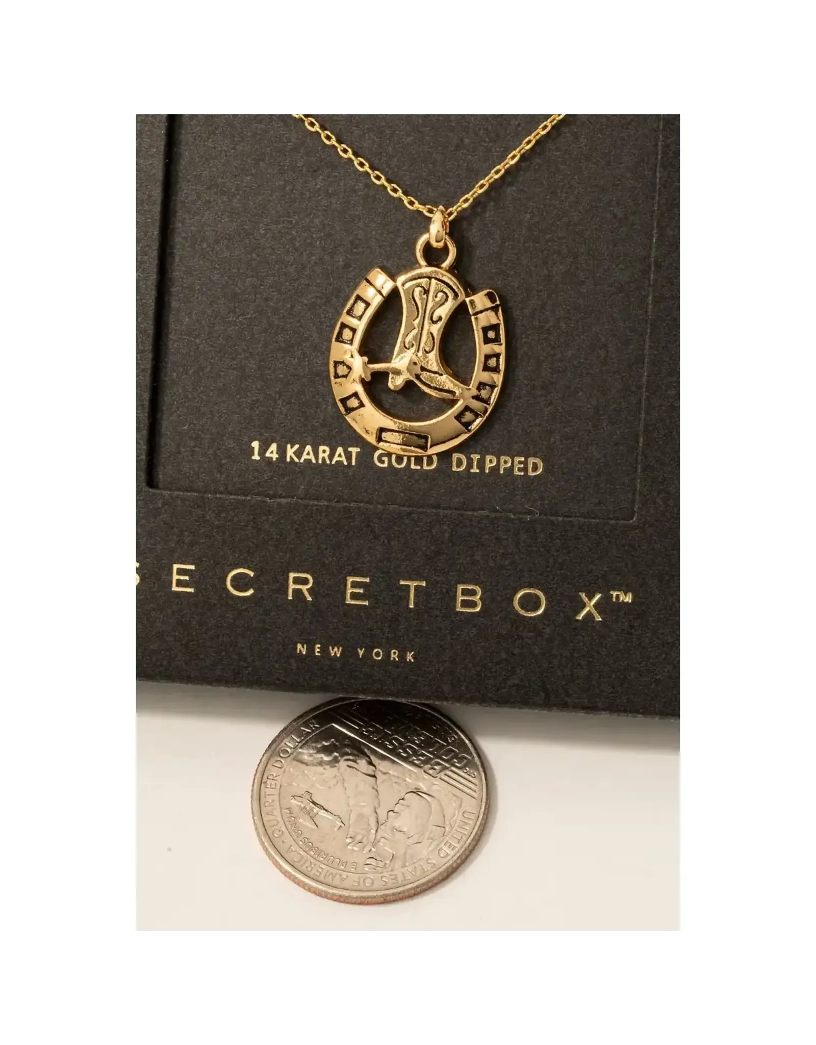 Fame Accessories Secret Box Gold Dipped Secret Box Cowboy Boot Necklace