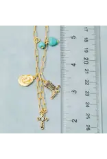 Fame Accessories Secret Box Gold Dipped Western Charms Chain Necklace