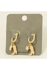 Fame Accessories Western Cowboy Boot Charm Hoop Earrings