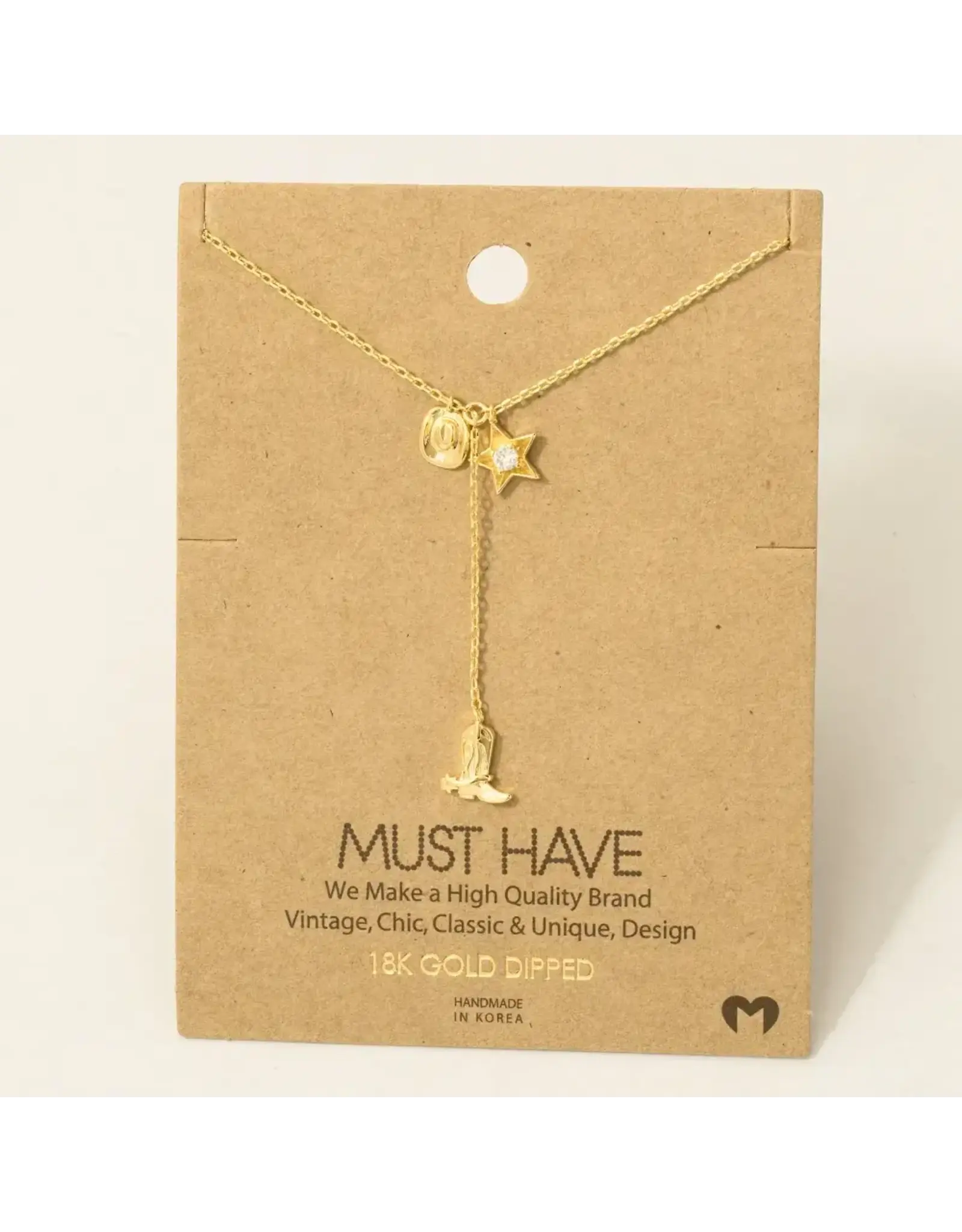 Fame Accessories Western Cowboy Boots Y Necklace