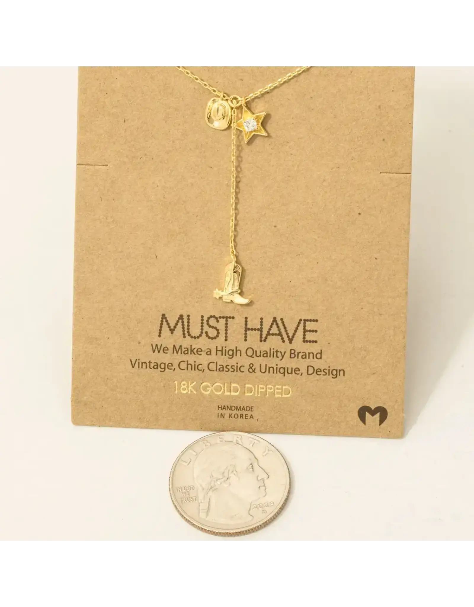 Fame Accessories Western Cowboy Boots Y Necklace