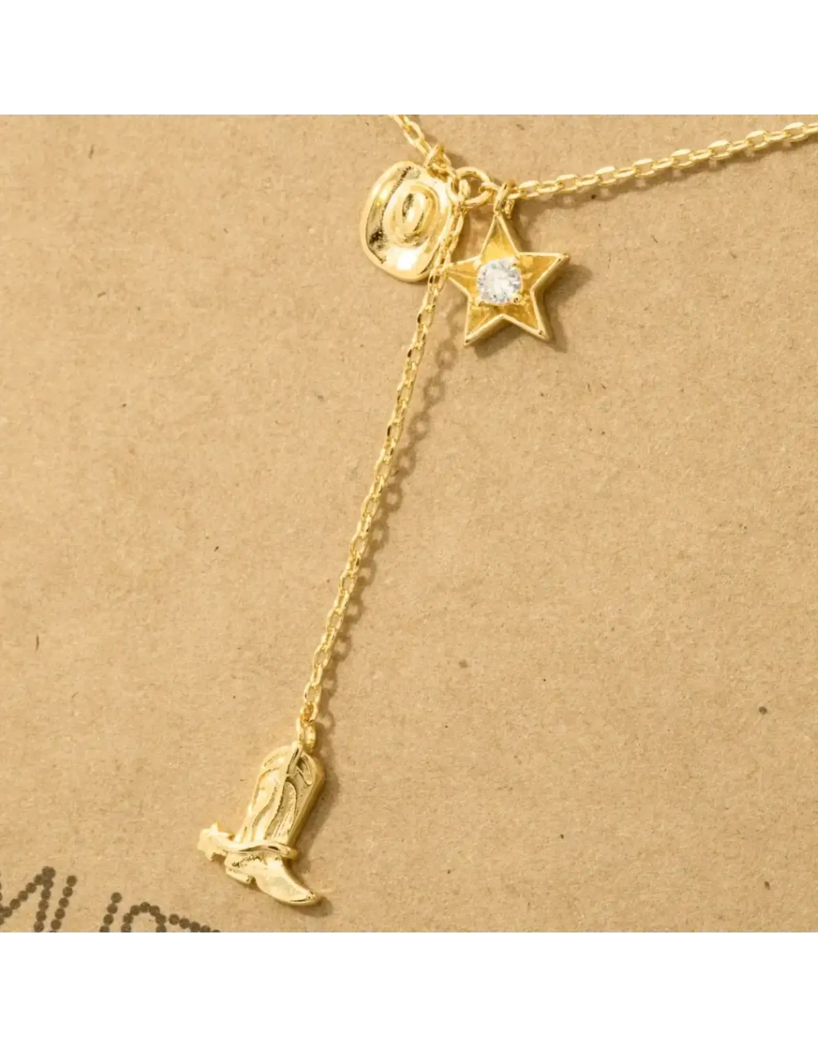 Fame Accessories Western Cowboy Boots Y Necklace