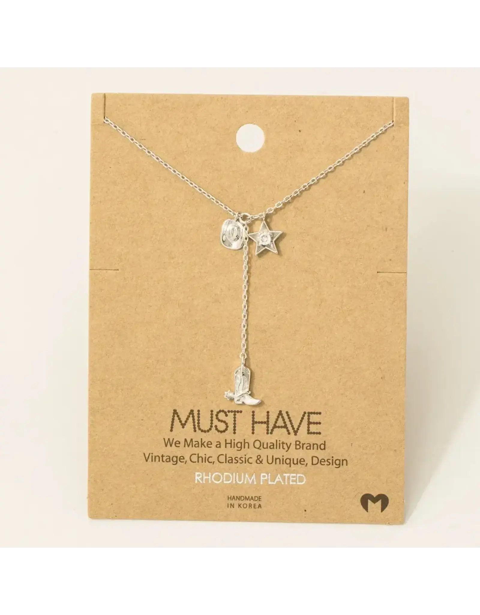 Fame Accessories Western Cowboy Boots Y Necklace