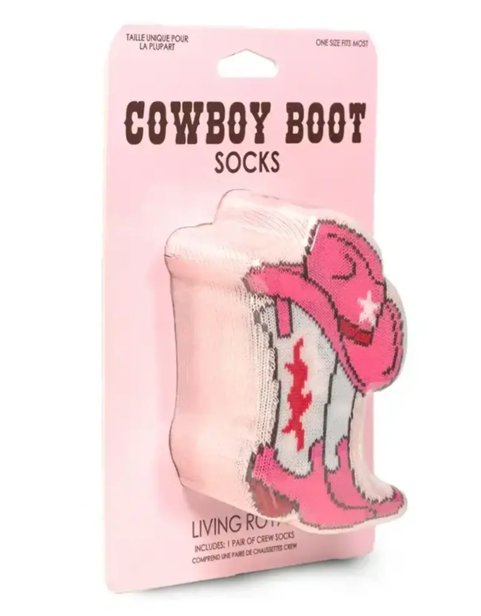 3D Packaged Crew Socks - Western Cowgirl - Pink