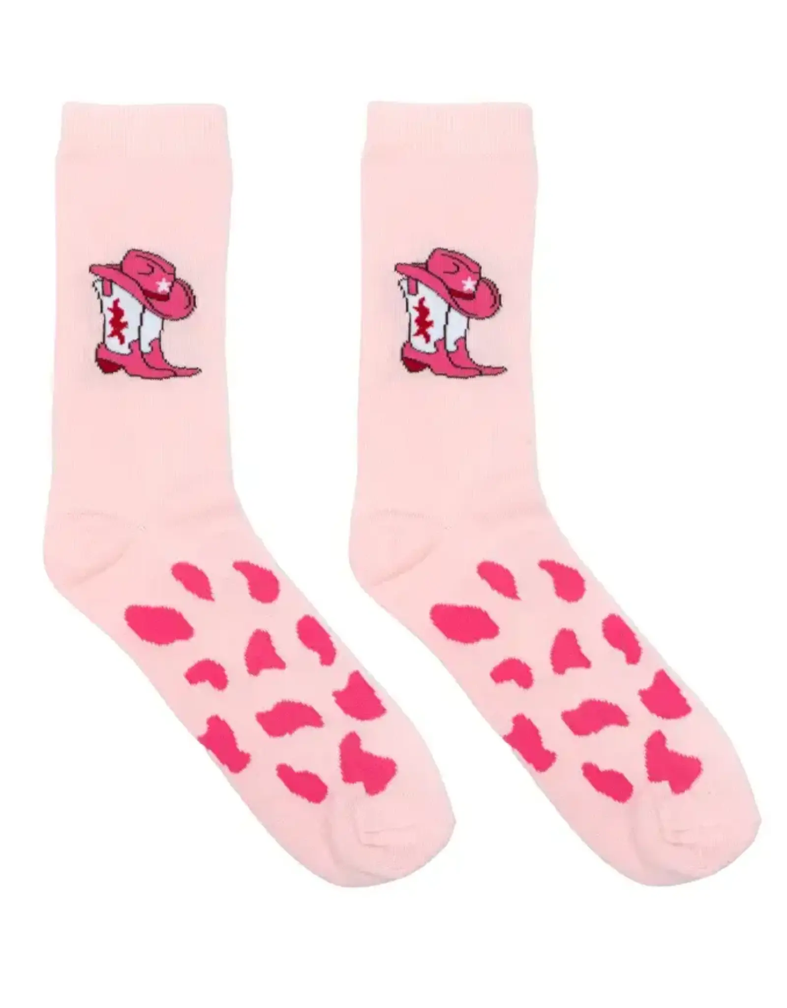 3D Packaged Crew Socks - Western Cowgirl - Pink