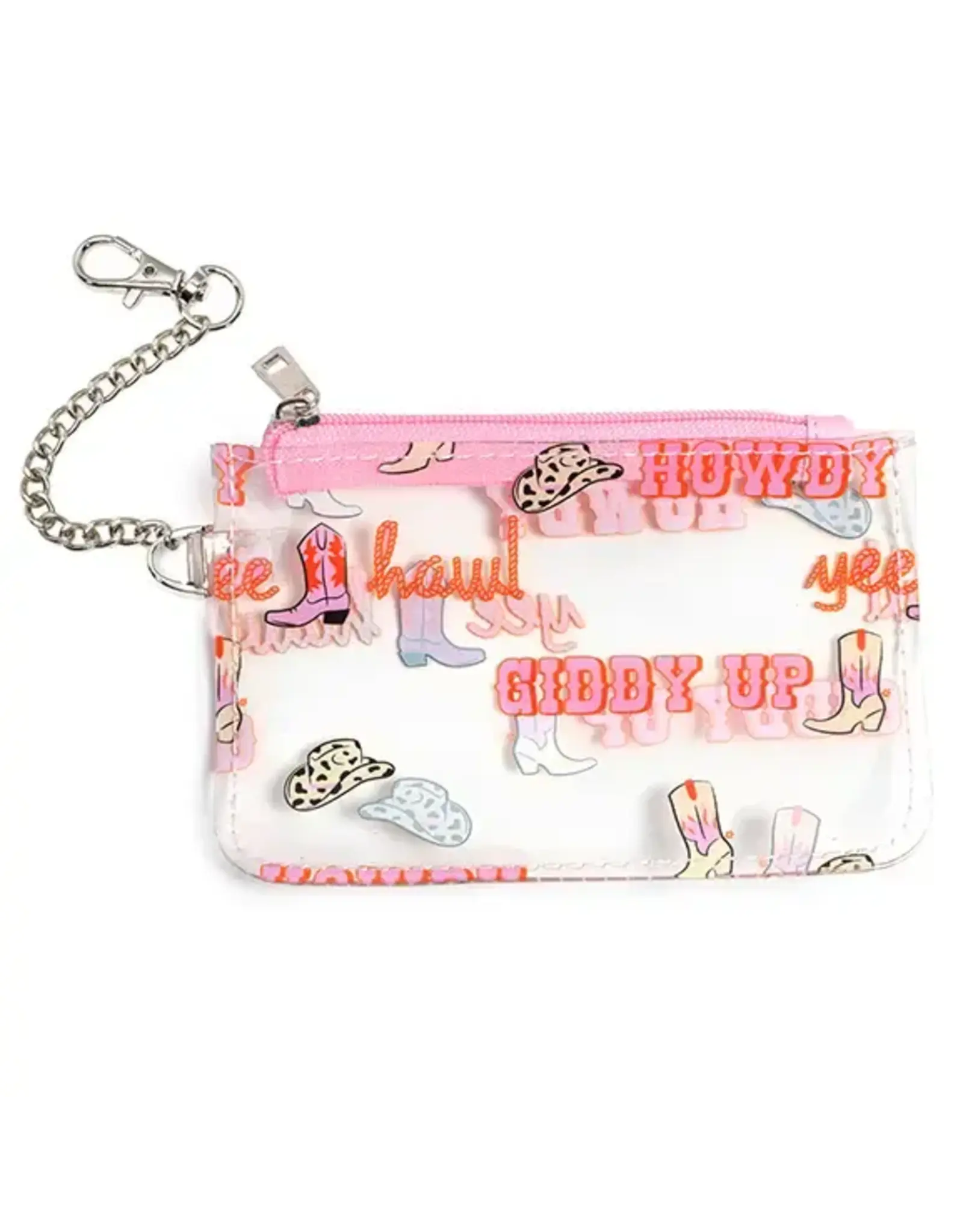 Living Royal Keychain Pouch - Western Rodeo Cowgirl - Clear & Pink