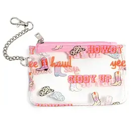 Living Royal Keychain Pouch - Western Rodeo Cowgirl - Clear & Pink