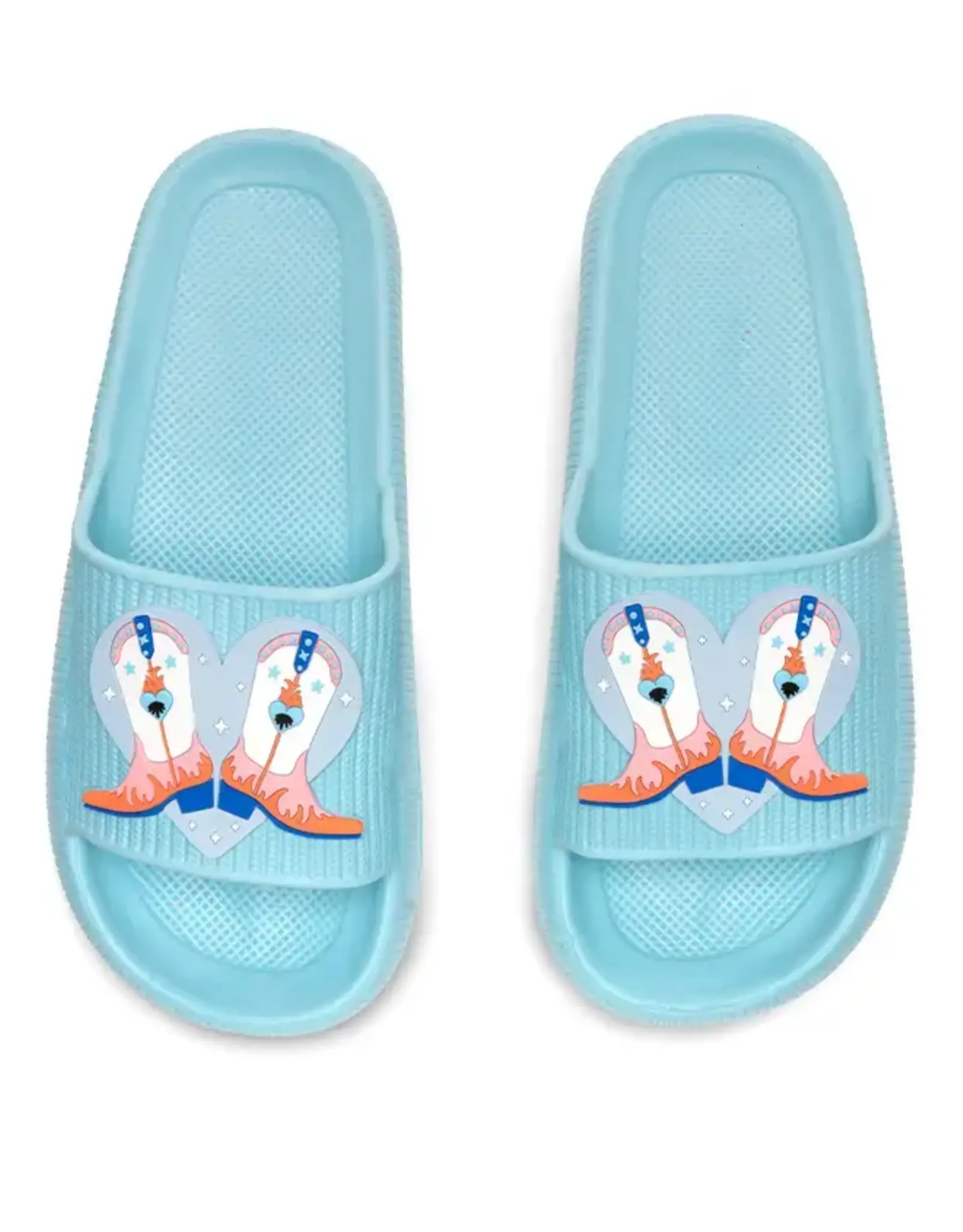 Living Royal Quick Dry Pool Slide Sandals Cowgirl Boots Teal