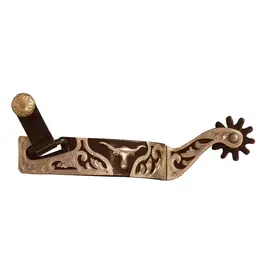 Intrepid International Mens Western Show Spurs with Silver Steer and Overlay - 9 Point Rowel