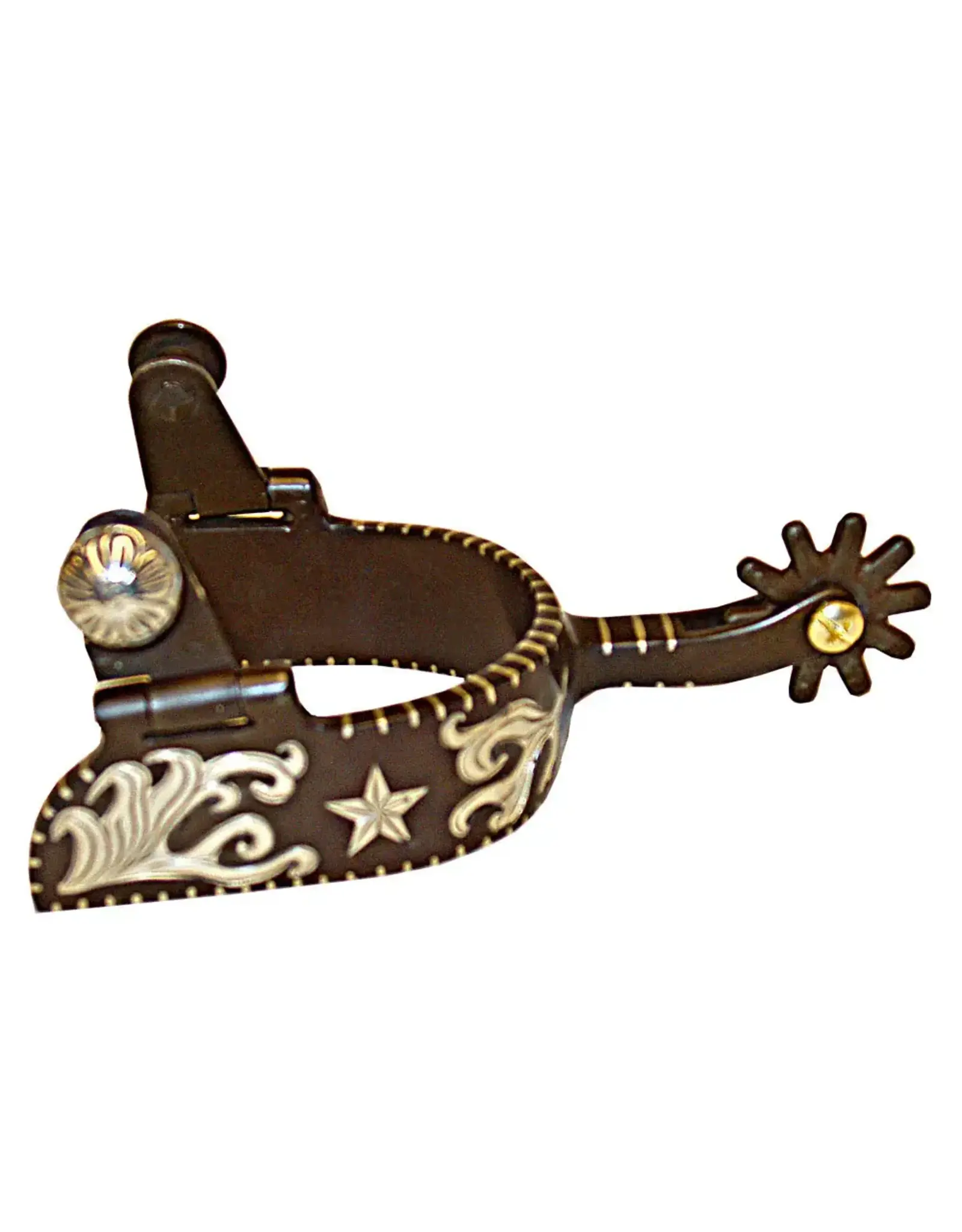 Robart Ladies Western 1-1/2" Cutting Spur with Silver Inlay Texas Star