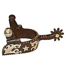 Robart Ladies Western 1-1/2" Cutting Spur with Silver Inlay Texas Star