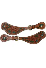 Western Two-Tone Floral Stamped Spur Strap