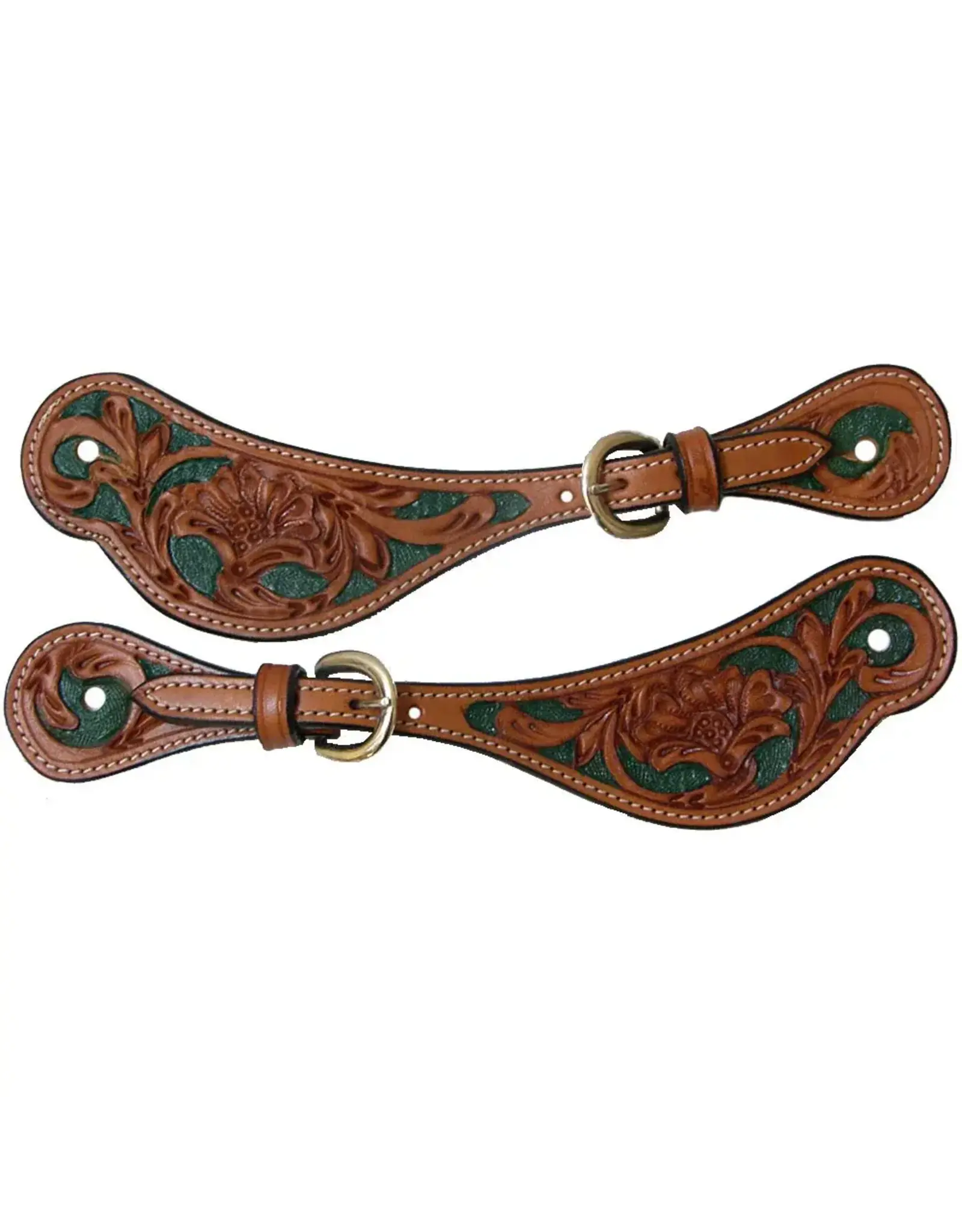 Western Two-Tone Floral Stamped Spur Strap