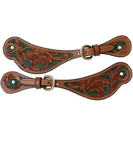 Western Two-Tone Floral Stamped Spur Strap