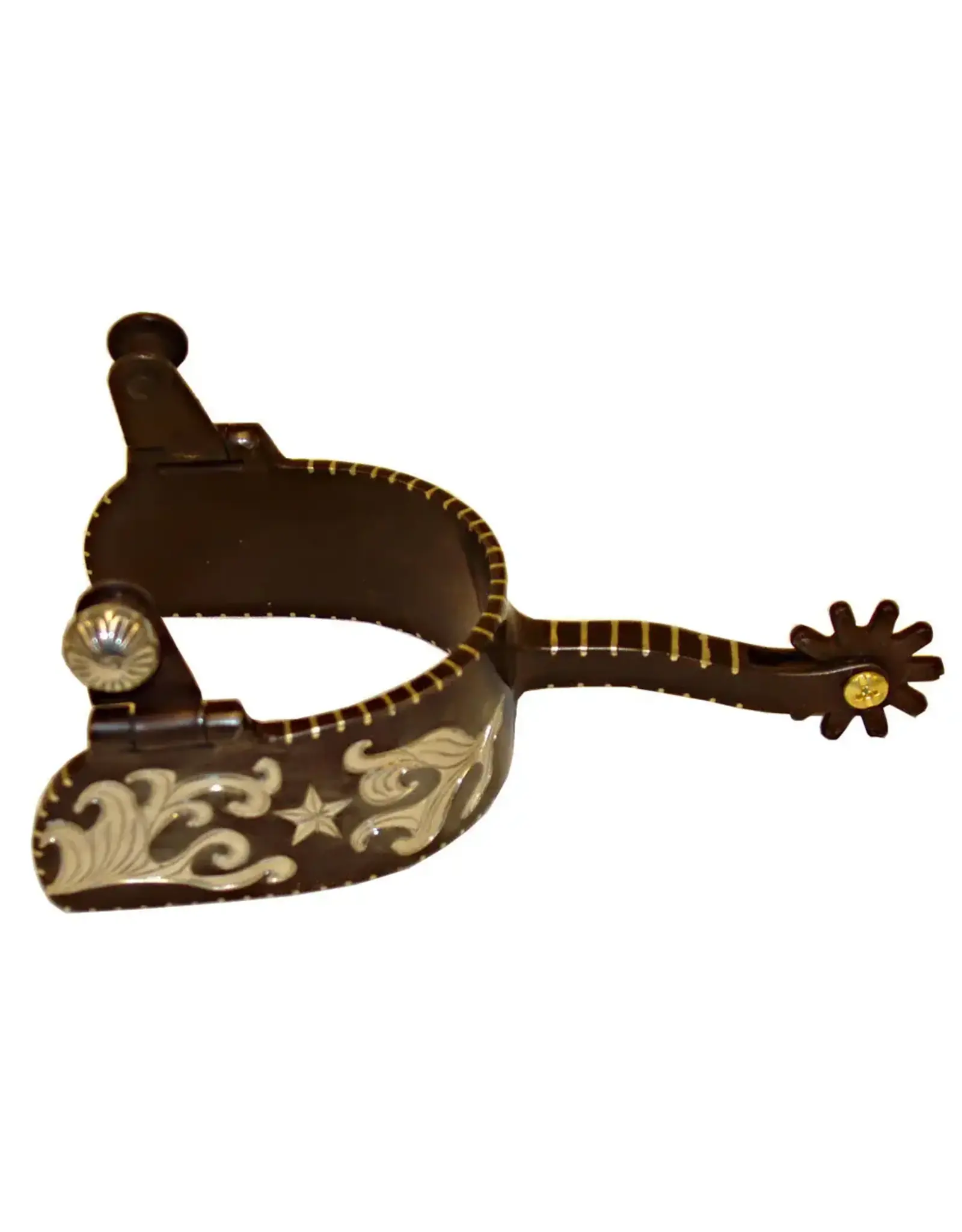 Robart Mens Western 3" Cutting Spur with Inlay Texas Star Spur