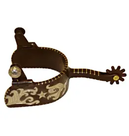 Robart Mens Western 3" Cutting Spur with Inlay Texas Star Spur
