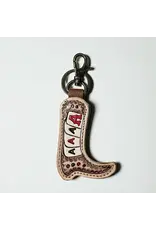 Western Linens Tooled Boot Leather & Cowhide Keyring Assorted