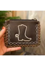Western Linens Boot Vintage Cowhide Coin Pouch