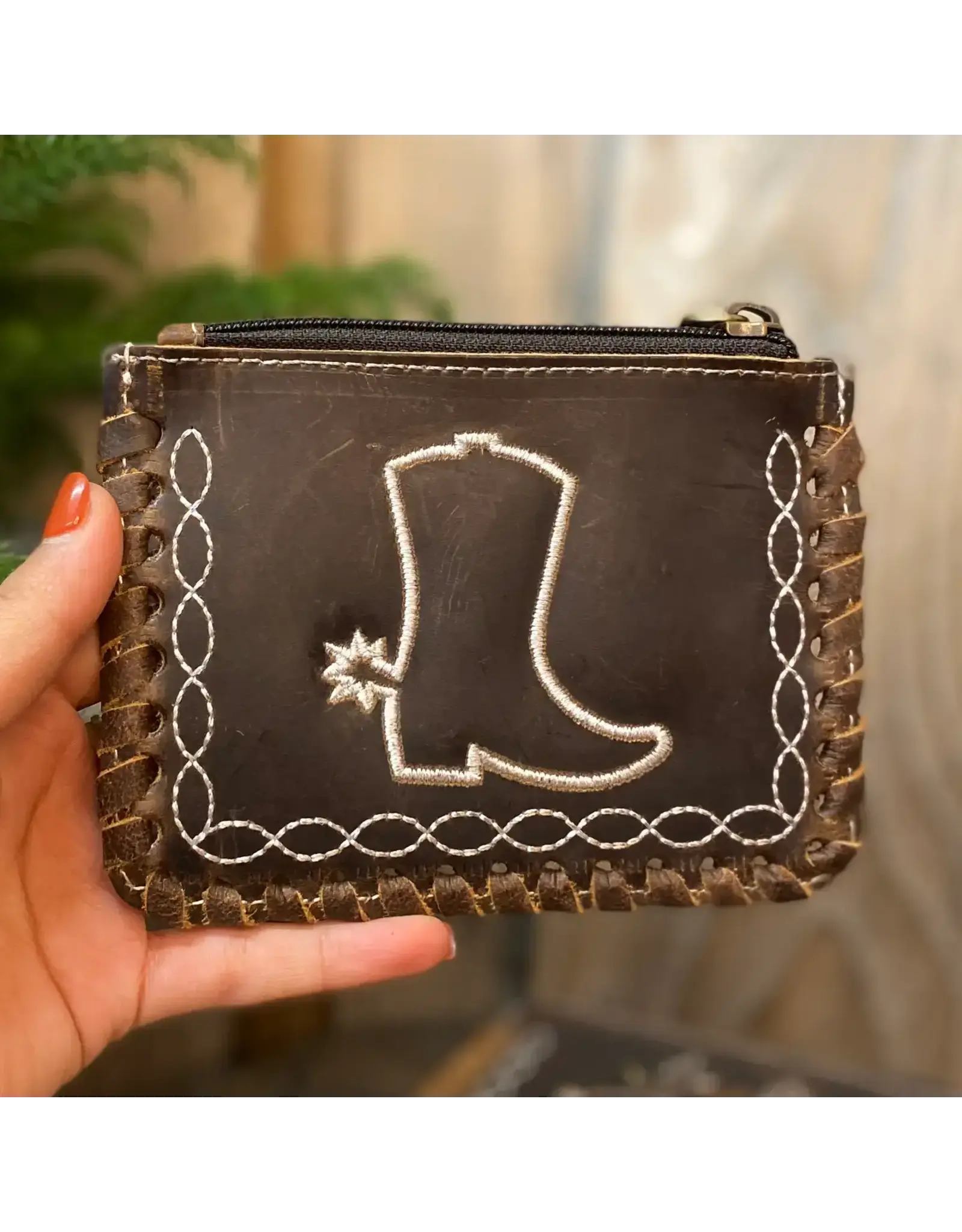 Western Linens Boot Vintage Cowhide Coin Pouch