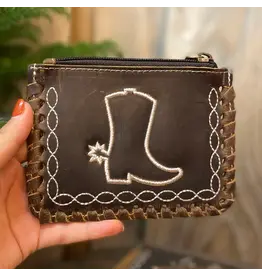 Western Linens Boot Vintage Cowhide Coin Pouch