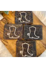 Western Linens Vintage Boots Leather Coin Pouch