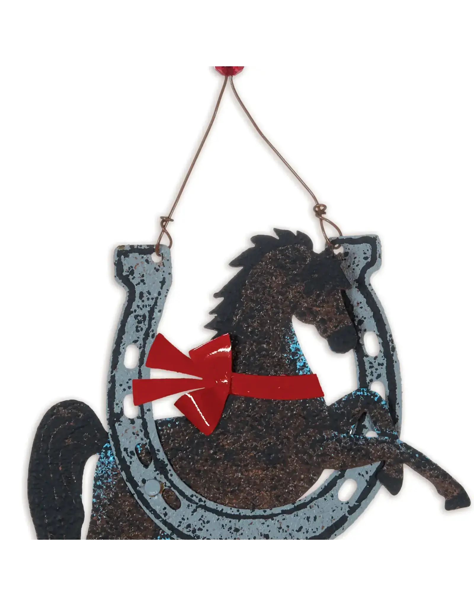 "Derby" the Horse and Horseshoe Ornament