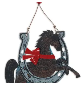 "Derby" the Horse and Horseshoe Ornament