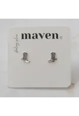Maven 'cowboy' Boot Stud Earrings Sterling Silver
