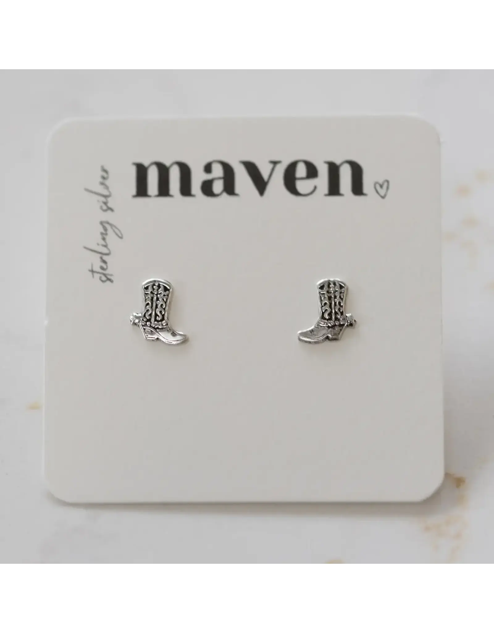 Maven 'cowboy' Boot Stud Earrings Sterling Silver
