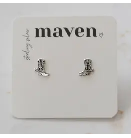 Maven 'cowboy' Boot Stud Earrings Sterling Silver