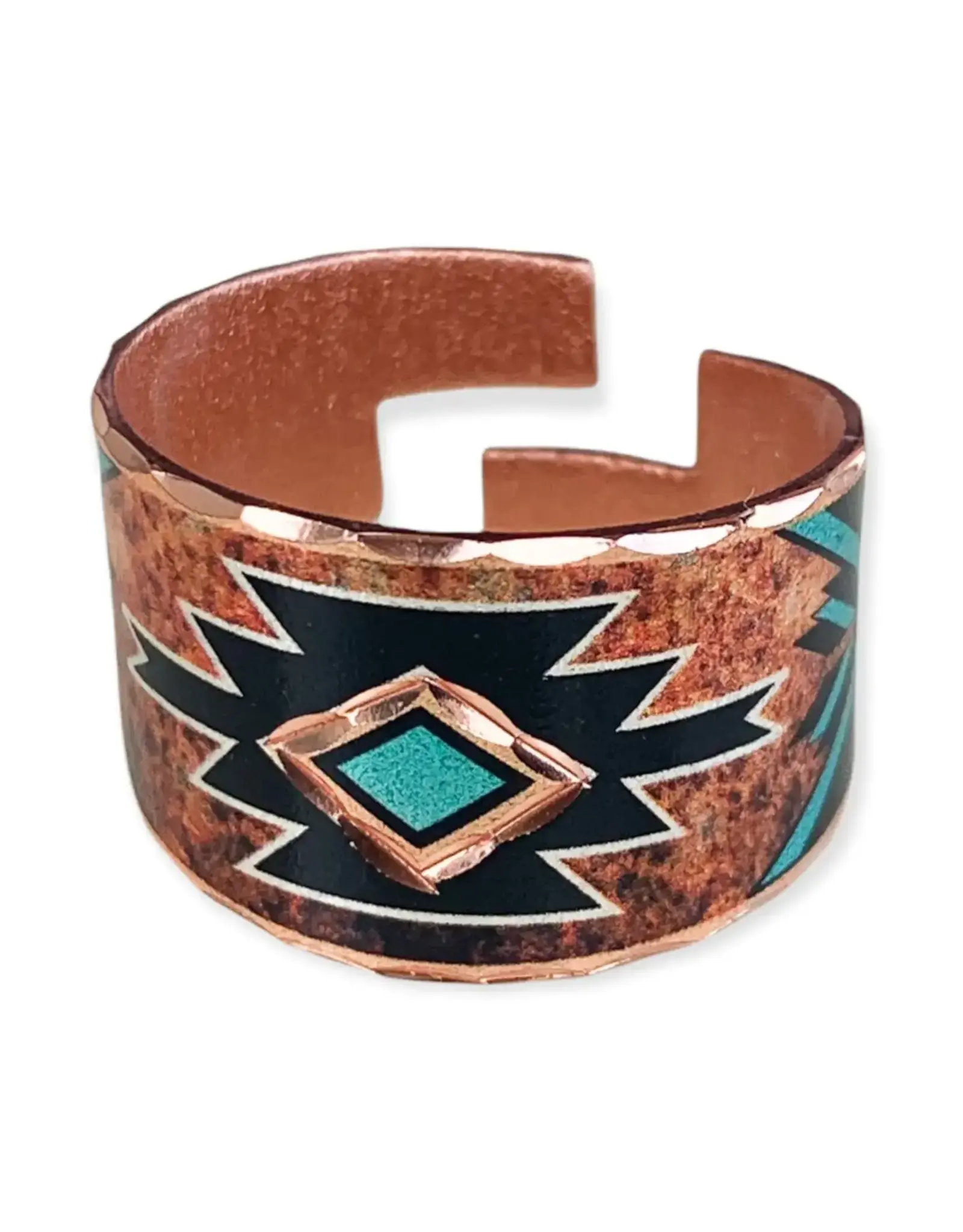 Copper Arts Inc. Rc 715 Burgundy Turquoise Native American Ring