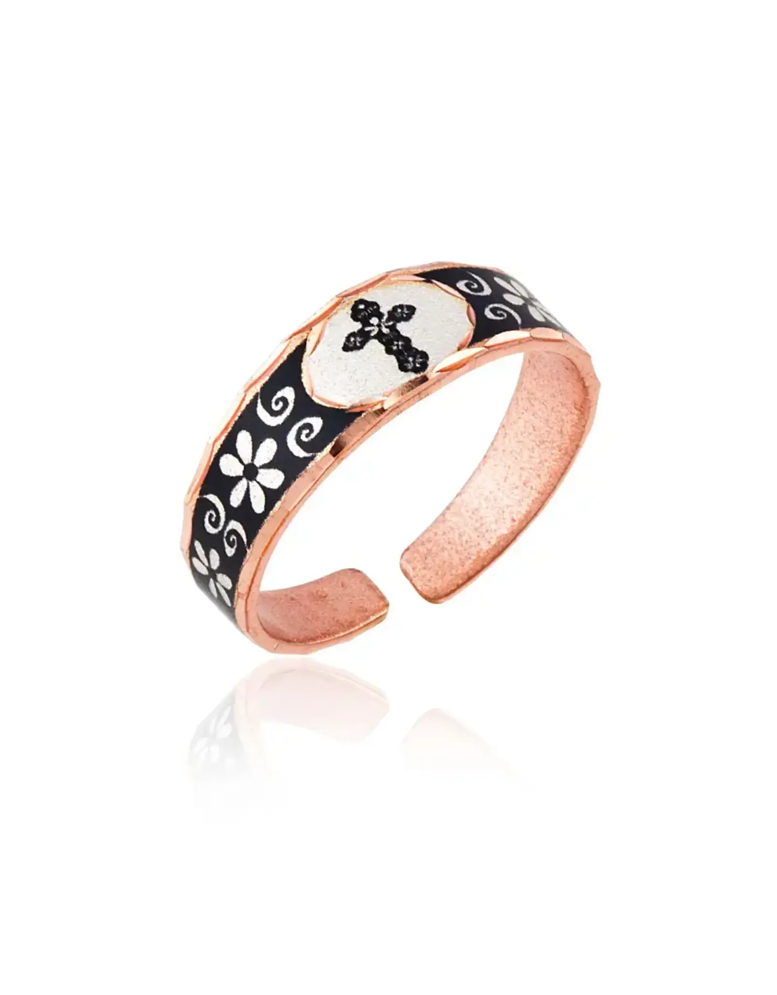 Copper Arts Inc. Rns 99 Copper Floral Cross Ring Adjustable