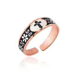 Copper Arts Inc. Rns 99 Copper Floral Cross Ring Adjustable