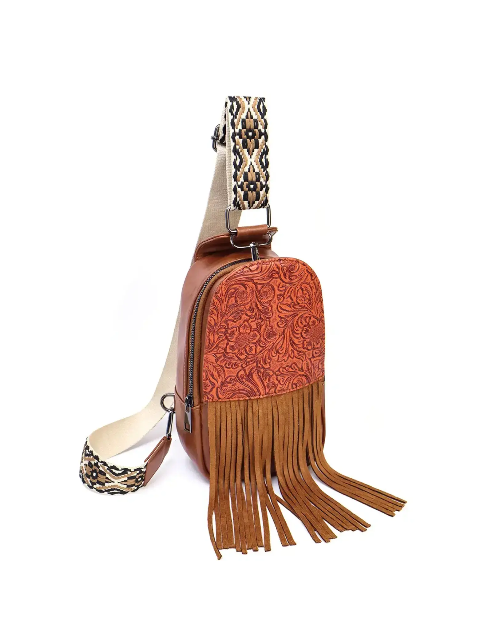 Brown Fringe Western Sling Bag