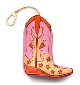 Living Royal 2-in-1 Bag Charm & Reusable Shopper Bag - Pink Cowgirl Boot