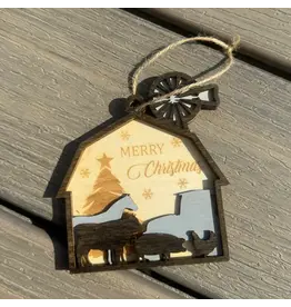 Layered Rustic Farmhouse Barn Christmas Ornament