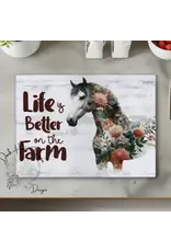 Life's Better On the Farm - Floral Equine Cutting Board