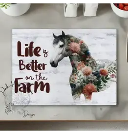 Life's Better On the Farm - Floral Equine Cutting Board