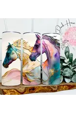 Dark Horse Dream Designs Mythical Herd Wild Horse Watercolor Painted Tumbler
