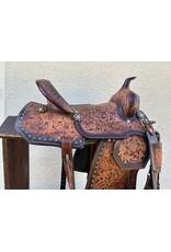 Fully Tooled Western Saddle w/breast collar & flank cinch 15" Full Quarter Horse Bars
