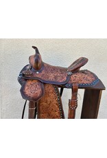 Fully Tooled Western Saddle w/breast collar & flank cinch 15" Full Quarter Horse Bars