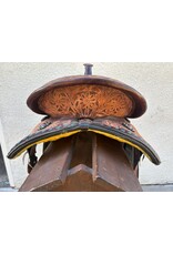 Fully Tooled Western Saddle w/breast collar & flank cinch 15" Full Quarter Horse Bars